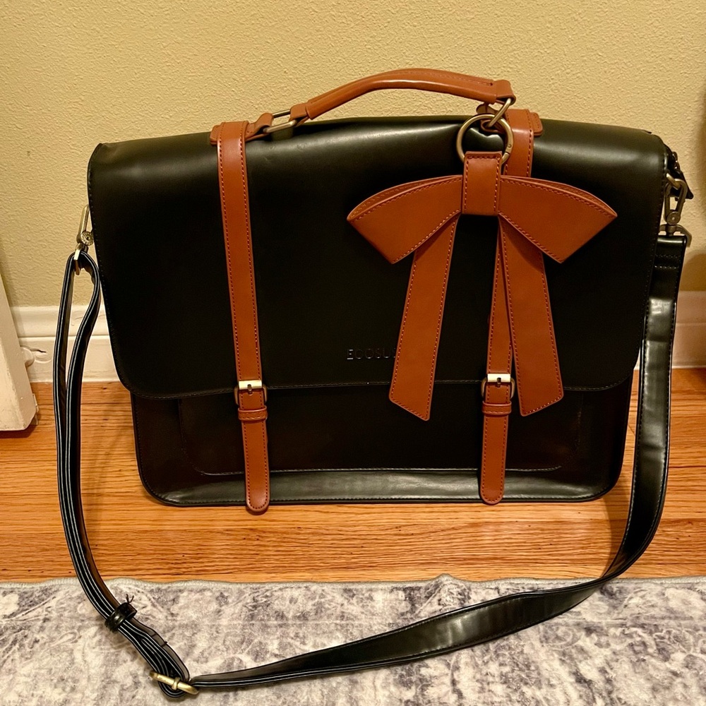 Elegant Black and Brown Women's Laptop Bag